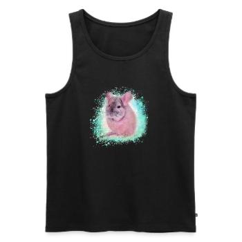 chinchilla, graffiti, peintre, bleu, animal de compagnie, rose - Débardeur bio Premium Homme - noir - Devant - Michal (187cm)