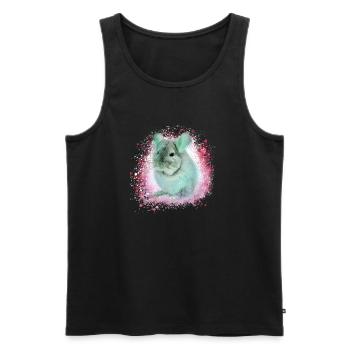 chinchilla, graffiti, peintre, bleu, animal de compagnie, rose - Débardeur bio Premium Homme - noir - Devant - Michal (187cm)