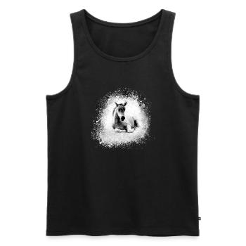 poney, rose, poulain, cheval, graffiti,peinture,gris - Débardeur bio Premium Homme - noir - Devant - Michal (187cm)