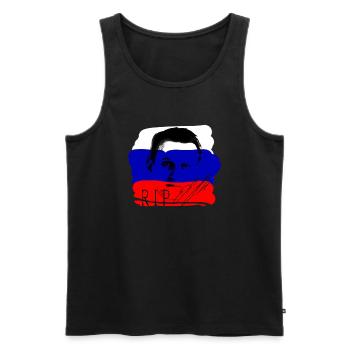 Navalny,héros, Russie, déchirure, drapeau - Débardeur bio Premium Homme - noir - Devant - Michal (187cm)