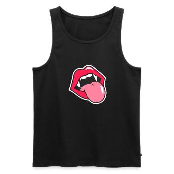 Vampire,Mouth,Teeth,Halloween,Retro,Vintage - Men's Premium Organic Tank Top - black - Front - Michal (187cm)