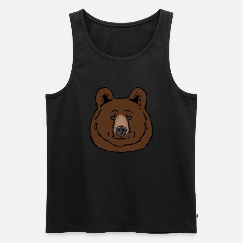 Braunbär Kopf - Männer Premium Bio Tank Top - Schwarz
