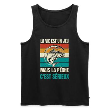 la pêche c'est sérieux - Débardeur bio Premium Homme - noir - Devant - Michal (187cm)