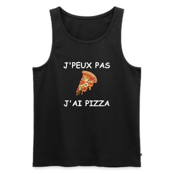 Je peux pas j'ai pizza - Débardeur bio Premium Homme - noir - Devant - Michal (187cm)
