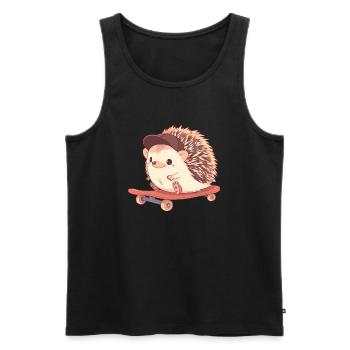 Süßer Igel skatet - Männer Premium Bio Tank Top - Schwarz - Vorne - Michal (187cm)