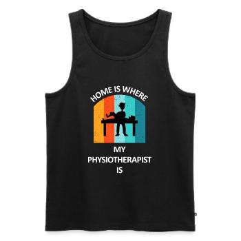 Physiotherapist Humorous Gift Saying Funny - Men's Premium Organic Tank Top - black - Front - AI Model Male 178 light (178cm)