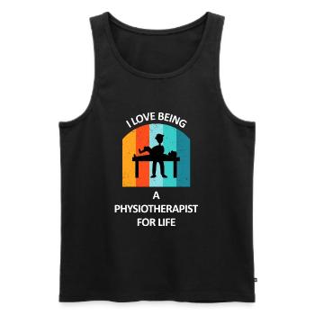 Physiotherapist Humorous Gift Saying Funny - Men's Premium Organic Tank Top - black - Front - AI Model Male 178 light (178cm)
