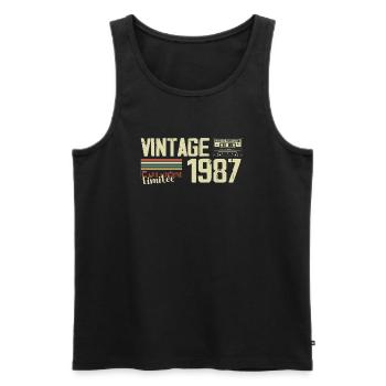 1987 Vintage Rétro Cadeau D'anniversaire 1987 - Débardeur bio Premium Homme - noir - Devant - Michal (187cm)