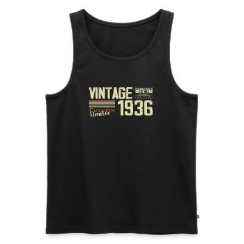 1936 Vintage Rétro Cadeau D'anniversaire 1936 - Débardeur bio Premium Homme - noir - Devant - Michal (187cm)