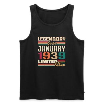 Birthday Gift Born in January 1939 - 1939 - Men's Premium Organic Tank Top - black - Front - AI Model Male 178 light (178cm)