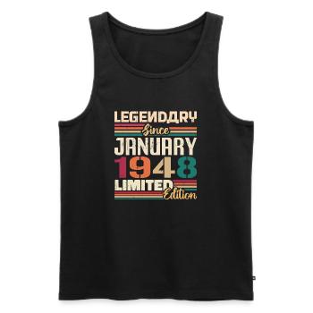 Birthday Gift Born in January 1948 - 1948 - Men's Premium Organic Tank Top - black - Front - Michal (187cm)