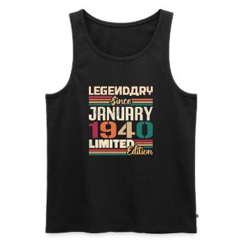 Birthday Gift Born in January 1940 - 1940 - Men's Premium Organic Tank Top - black - Front - Michal (187cm)