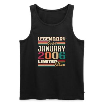 Geburtstagsgeschenk Geboren Im Januar 2006 - 2006 - Männer Premium Bio Tank Top - Schwarz - Vorne - Michal (187cm)