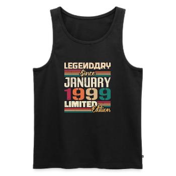 Birthday Gift Born in January 1999 - 1999 - Men's Premium Organic Tank Top - black - Front - AI Model Male 178 light (178cm)