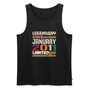Geburtstagsgeschenk Geboren Im Januar 2011 - 2011 - Männer Premium Bio Tank Top - Schwarz - Vorne - AI Model Male 178 light (178cm)