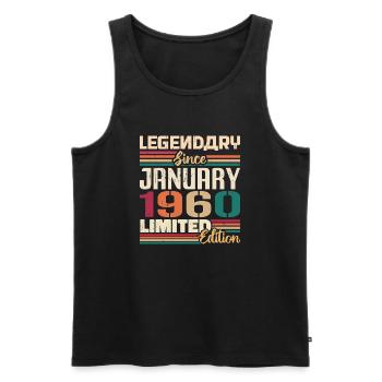 Geburtstagsgeschenk Geboren Im Januar 1960 - 1960 - Männer Premium Bio Tank Top - Schwarz - Vorne - Michal (187cm)