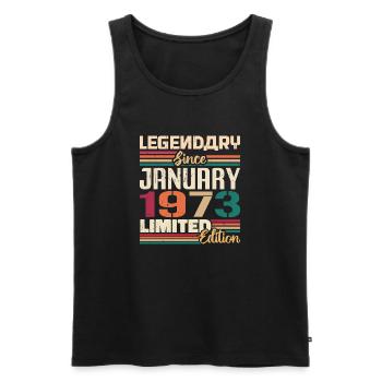 Birthday Gift Born In January 1973 - 1973 - Men's Premium Organic Tank Top - black - Front - AI Model Male 178 light (178cm)