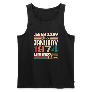 Birthday Gift Born in January 1974 - 1974 - Men's Premium Organic Tank Top - black - Front - Michal (187cm)