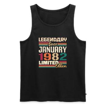 Geburtstagsgeschenk Geboren Im Januar 1982 - 1982 - Männer Premium Bio Tank Top - Schwarz - Vorne - AI Model Male 178 light (178cm)