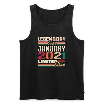 Geburtstagsgeschenk Geboren Im Januar 2021 - 2021 - Männer Premium Bio Tank Top - Schwarz - Vorne - AI Model Male 178 light (178cm)
