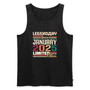 Geburtstagsgeschenk Geboren Im Januar 2025 - 2025 - Männer Premium Bio Tank Top - Schwarz - Vorne - AI Model Male 178 light (178cm)