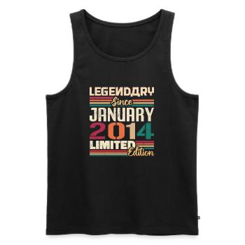 Birthday Gift Born In January 2014 - 2014 - Men's Premium Organic Tank Top - black - Front - Michal (187cm)
