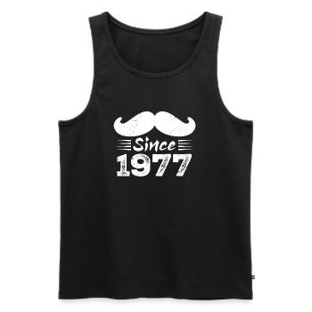 Geschenk zum 47. Geburtstag - Vintage 1977 Schnurrbart - Männer Premium Bio Tank Top - Schwarz - Vorne - Michal (187cm)