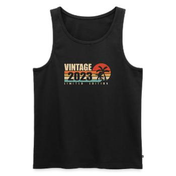 2023 Original vintage anniversary year 2023 - Men's Premium Organic Tank Top - black - Front - Michal (187cm)
