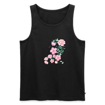 cherry blossom,flowers,blossom,floral,flower - Men's Premium Organic Tank Top - black - Front - AI Model Male 178 light (178cm)