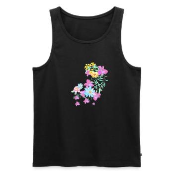 flowers,blossom,floral, flower, meadow, tendril - Men's Premium Organic Tank Top - black - Front - AI Model Male 178 light (178cm)
