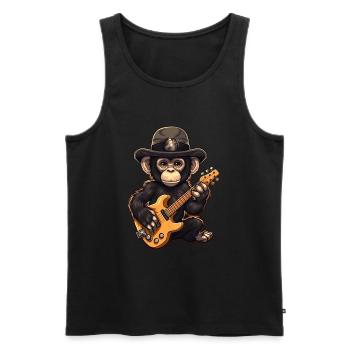Affe Schimpanse spielt Acousitc Rock Gitarre - Männer Premium Bio Tank Top - Schwarz - Vorne - Michal (187cm)
