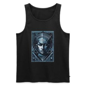 Spaceman Blue Face - Men's Premium Organic Tank Top - black - Front - AI Model Male 178 light (178cm)