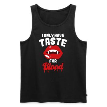 Taste of Blood shirt white font Happy Halloween - Men's Premium Organic Tank Top - black - Front - Michal (187cm)
