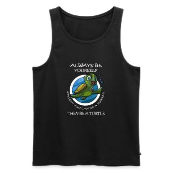 Lustiger Schildkröten Spruch T-Shirt Geschenk - Männer Premium Bio Tank Top - Schwarz - Vorne - AI Model Male 178 light (178cm)