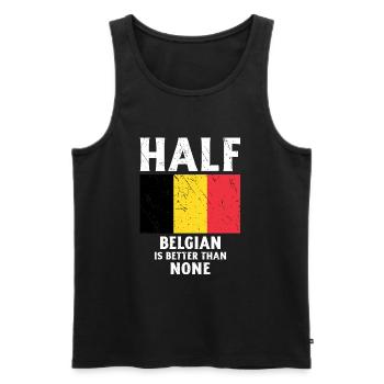 Der halbe Belgier ist besser als keine Nationalfla - Männer Premium Bio Tank Top - Schwarz - Vorne - Michal (187cm)