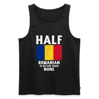 Half Romanian is better than none National - Men's Premium Organic Tank Top - black - Front - AI Model Male 178 light (178cm)