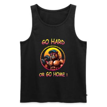 lustig go hard Bodybuilder Gym Kraftsportler Sport - Männer Premium Bio Tank Top - Schwarz - Vorne - AI Model Male 178 light (178cm)