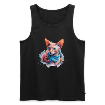 Chat Sphynx pour les amoureux des chats - Débardeur bio Premium Homme - noir - Devant - Michal (187cm)