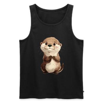 Mignon bébé loutre - Débardeur bio Premium Homme - noir - Devant - Michal (187cm)
