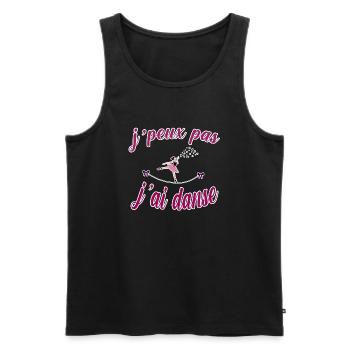 Idées cadeaux danse J'peux pas j'ai danse humour - Débardeur bio Premium Homme - noir - Devant - AI Model Male 178 light (178cm)