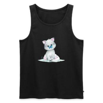 Cute arctic fox - Men's Premium Organic Tank Top - black - Front - AI Model Male 178 light (178cm)