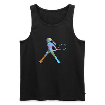 tennis,backhand,tennis player,girl,child - Men's Premium Organic Tank Top - black - Front - AI Model Male 178 light (178cm)