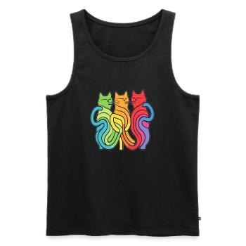 Arty Rainbow Puzzle Rainbow Cat Rave - Men's Premium Organic Tank Top - black - Front - AI Model Male 178 light (178cm)