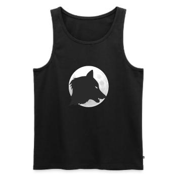 Wolf's head full moon - Men's Premium Organic Tank Top - black - Front - AI Model Male 178 light (178cm)