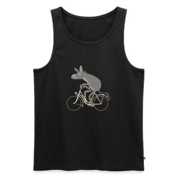 Esel fährt Drahtesel - Männer Premium Bio Tank Top - Schwarz - Vorne - Michal (187cm)