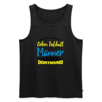 Echte Männer lieben Dortmund - Männer Premium Bio Tank Top - Schwarz - Vorne - Michal (187cm)