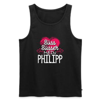 PHILIPP - süss - Männer Premium Bio Tank Top - Schwarz - Vorne - AI Model Male 178 light (178cm)