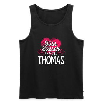 THOMAS - süss - Männer Premium Bio Tank Top - Schwarz - Vorne - AI Model Male 178 light (178cm)