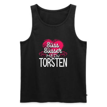TORSTEN - süss - Männer Premium Bio Tank Top - Schwarz - Vorne - Michal (187cm)