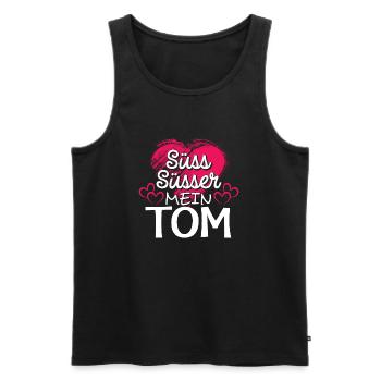 TOM - süss - Männer Premium Bio Tank Top - Schwarz - Vorne - AI Model Male 178 light (178cm)